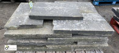 A pallet reclaimed Yorkshire Stone Coping, 2.5in high x 17in wide, approx. 47 linear feet (Located