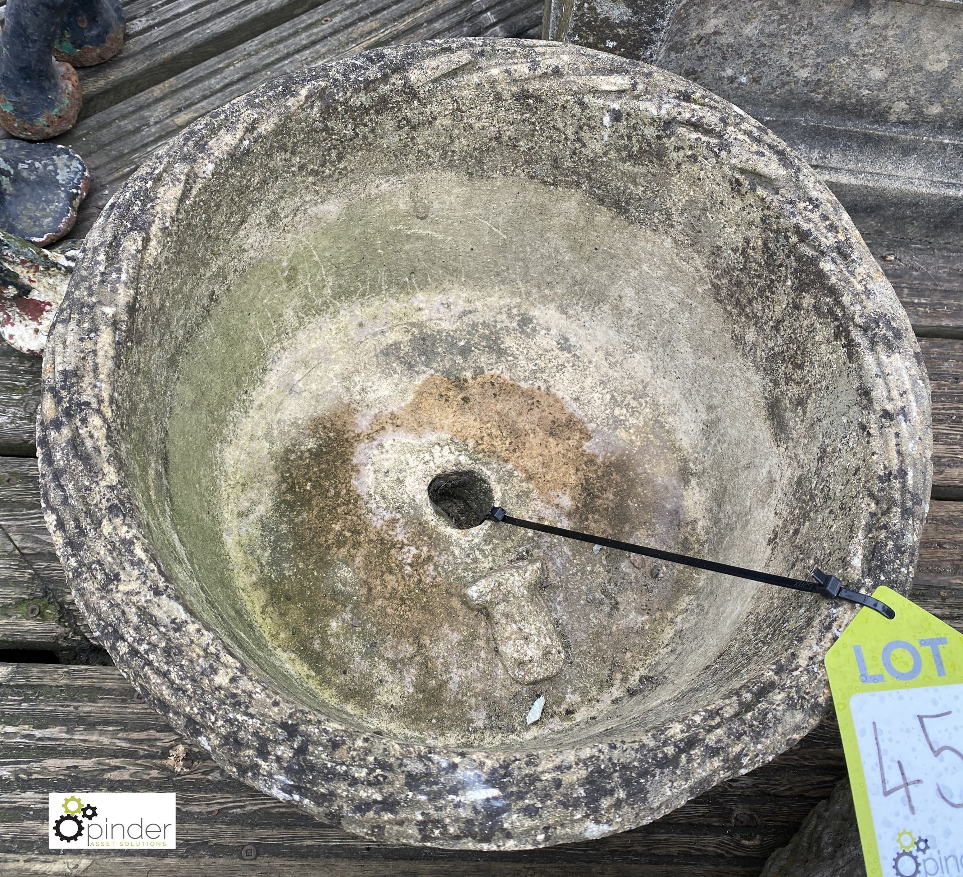 A reconstituted stone Wicker Work Planter, 16in diameter x 9in high - Image 2 of 3