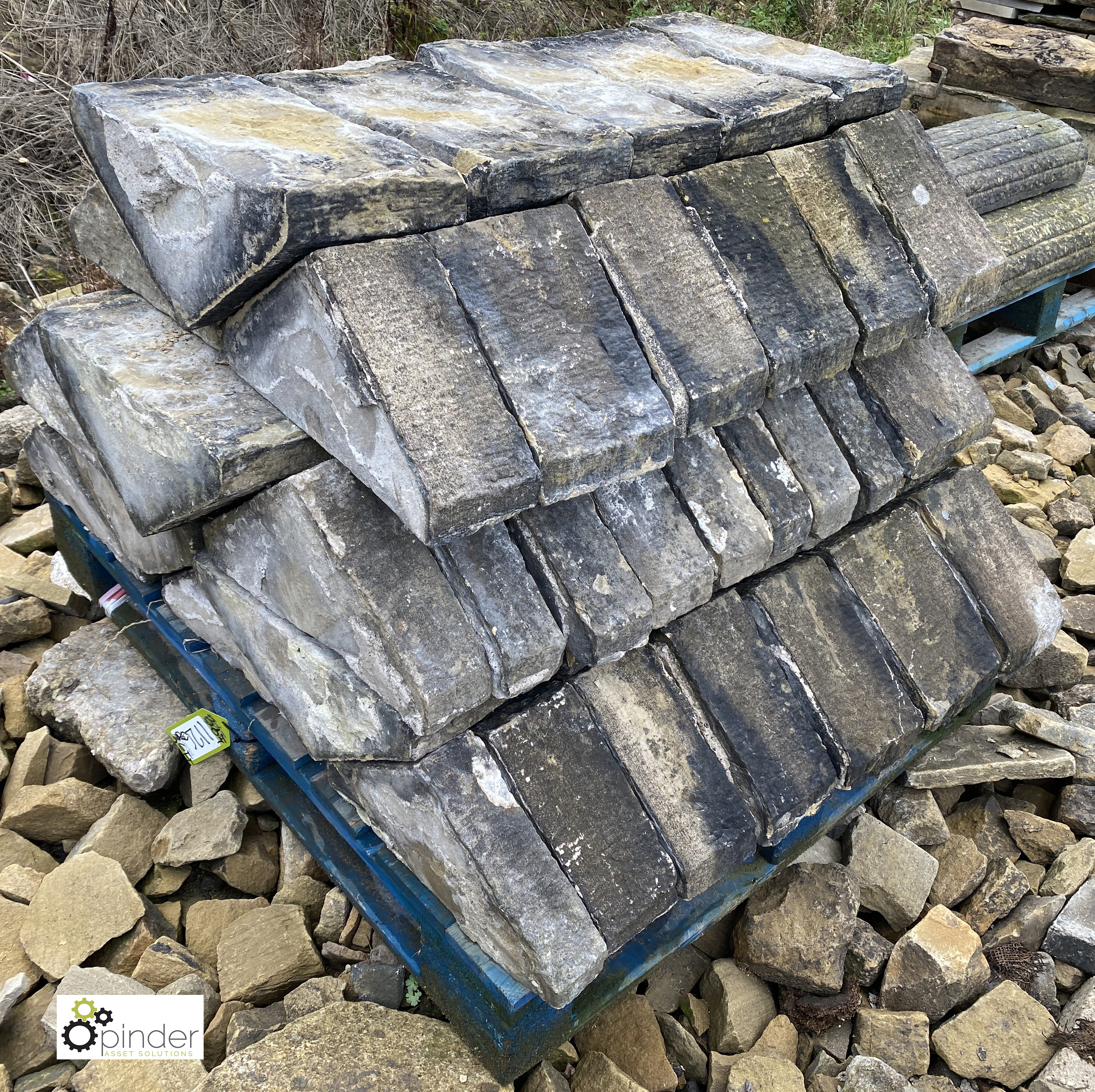 A pallet reclaimed Victorian Yorkshire Stone triangular Wall Coping, 16in wide, approx. 36 linear - Image 3 of 5