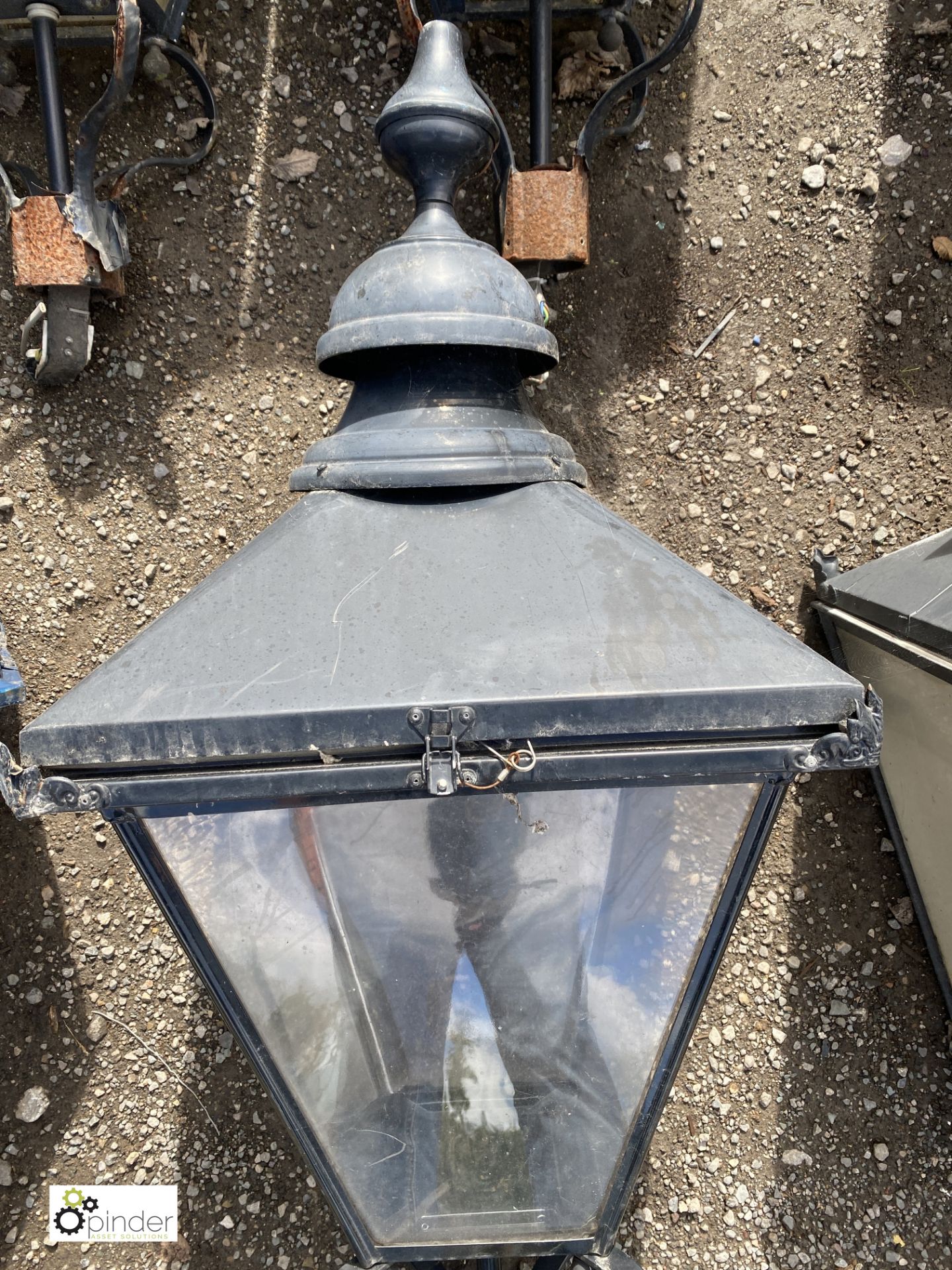 A single Victorian style square Lamp Post Lantern, complete with lamp post spider, 44in high x - Image 2 of 4