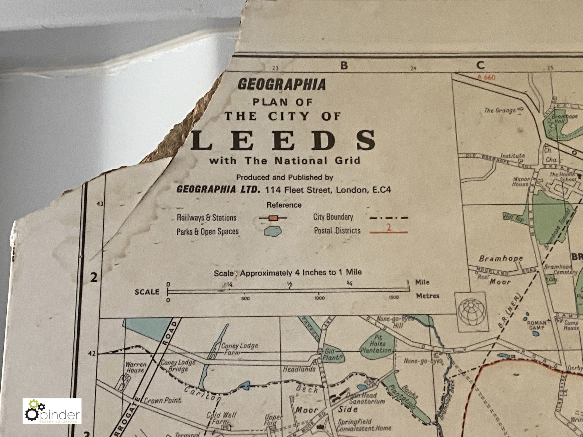 A Geographic Map of the City of Leeds, from Burtons Tailors Factory, Burmantofts, Leeds, 41in high x - Image 2 of 4