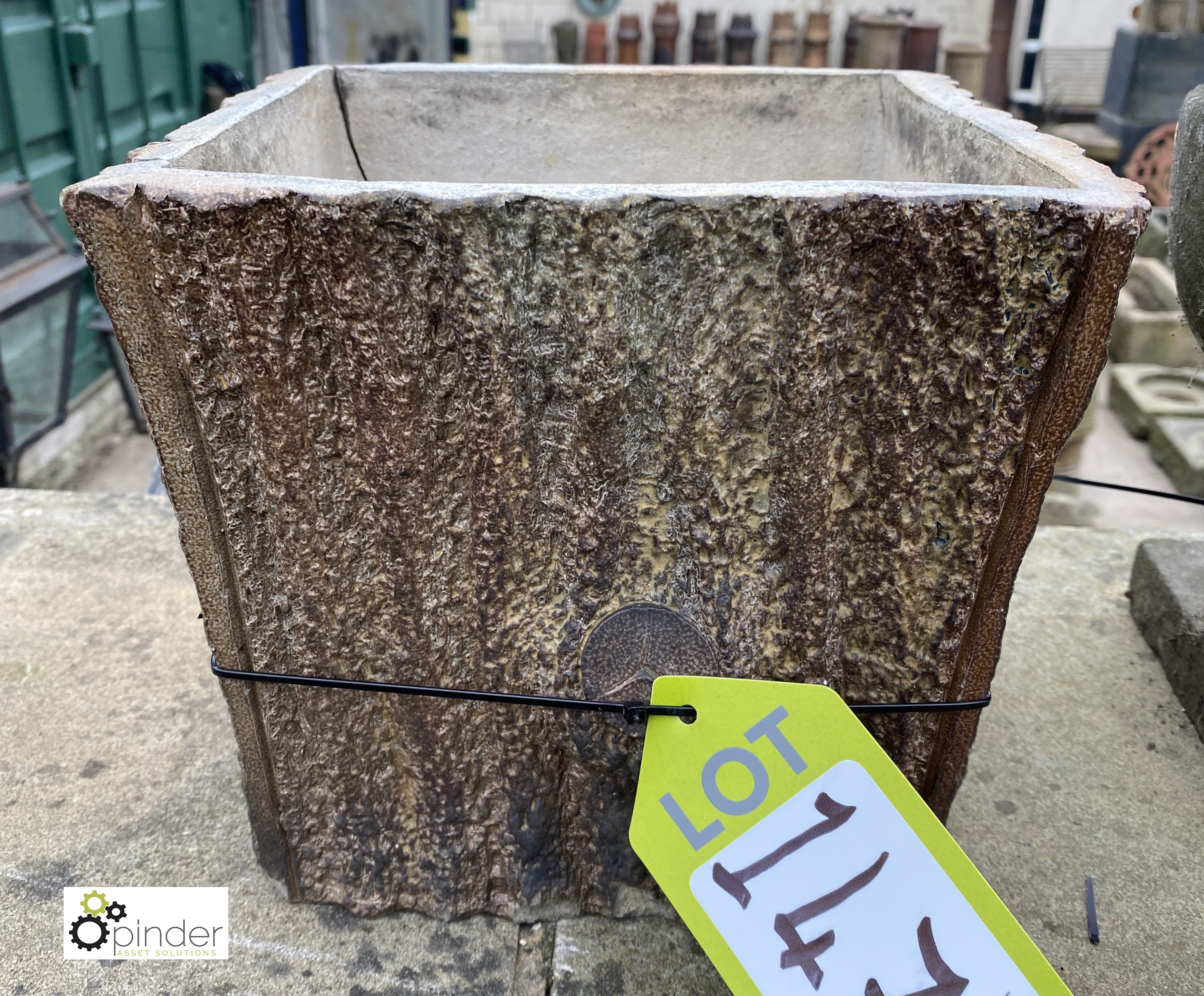 A salt glazed terracotta faux bois Planter, circa early 1900s, 8in high x 9in x 9in - Image 2 of 4