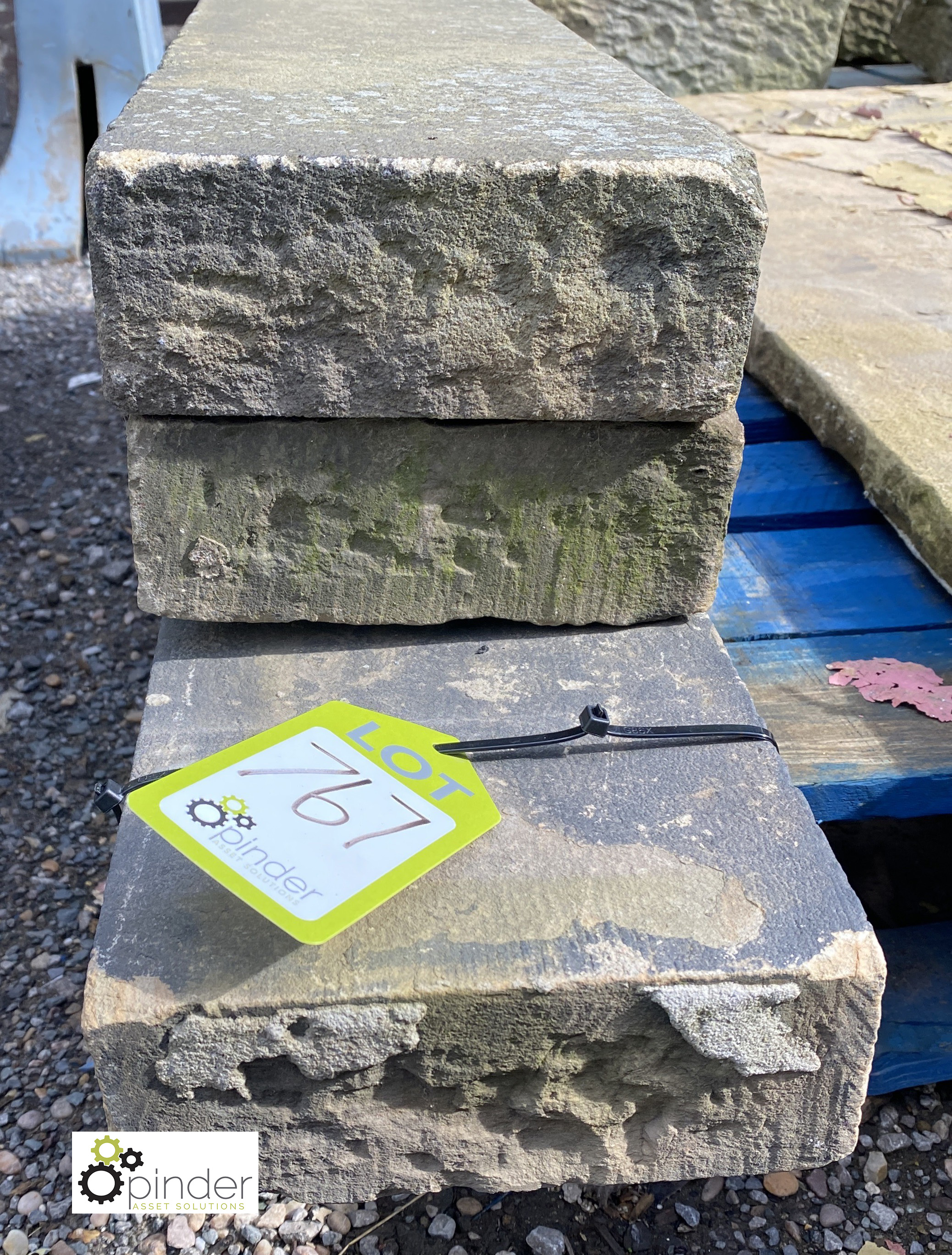 3 lengths Victorian Yorkshire Stone Coping, 3in high x 8in wide x 12.9ft total length - Image 2 of 4