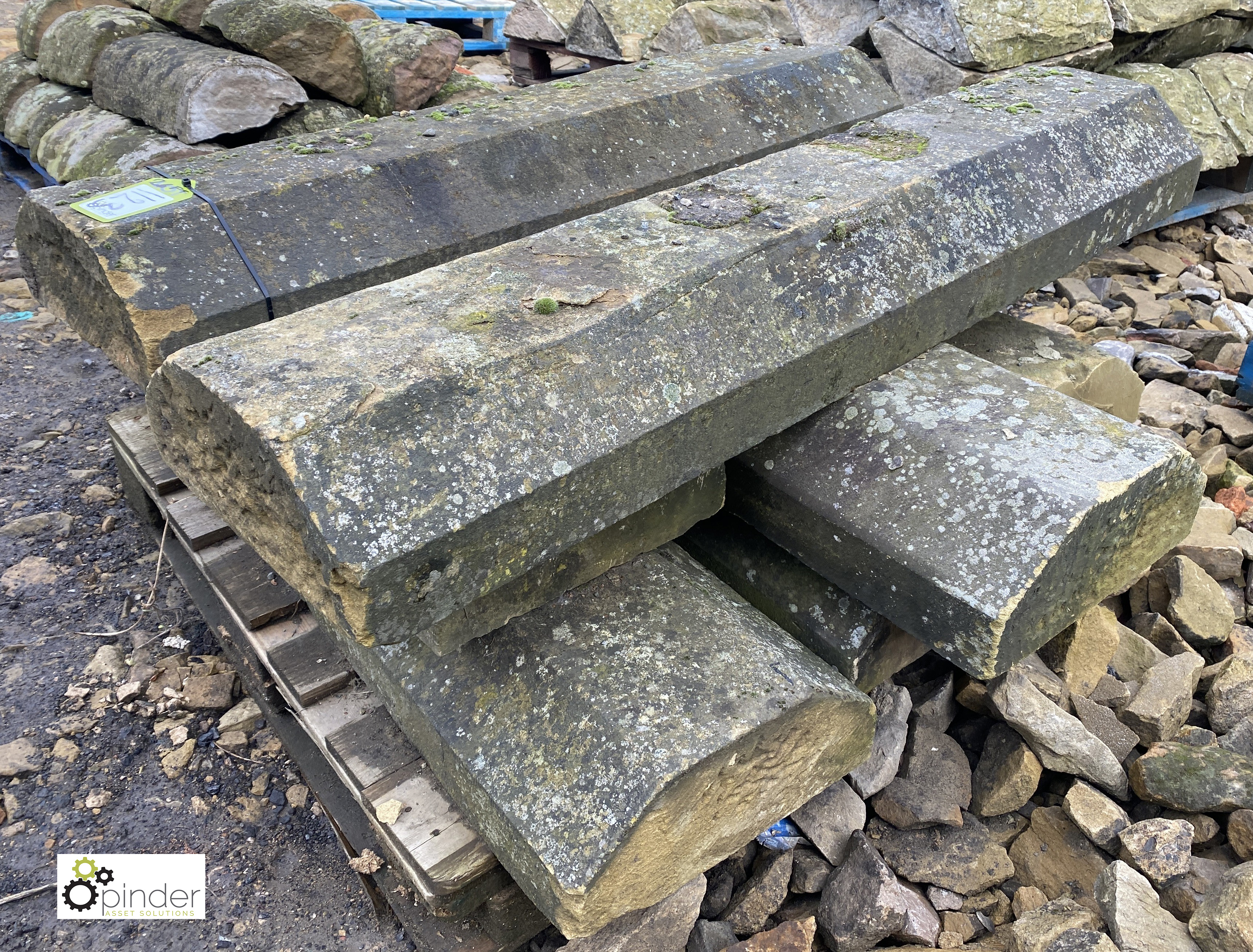 A pallet half hexagonal Victorian Yorkshire Stone Coping, 14in wide, approx. 26 linear feet (Located - Image 3 of 5