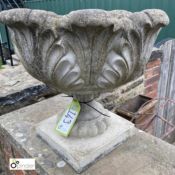 A reconstituted stone Urn, with acanthus leaf decoration, 17in high x 18in diameter