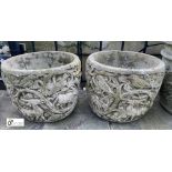 A pair reconstituted stone Planters, with mythical animal decoration in the style of William De