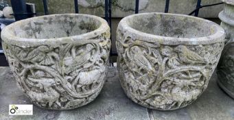 A pair reconstituted stone Planters, with mythical animal decoration in the style of William De