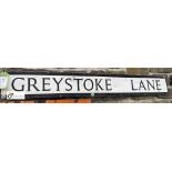 A vintage Street Sign ‘Greystoke Lane’, 7in high x 54in wide