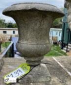 A statuary marble carved Campania Urn, 12in high x 10in diameter