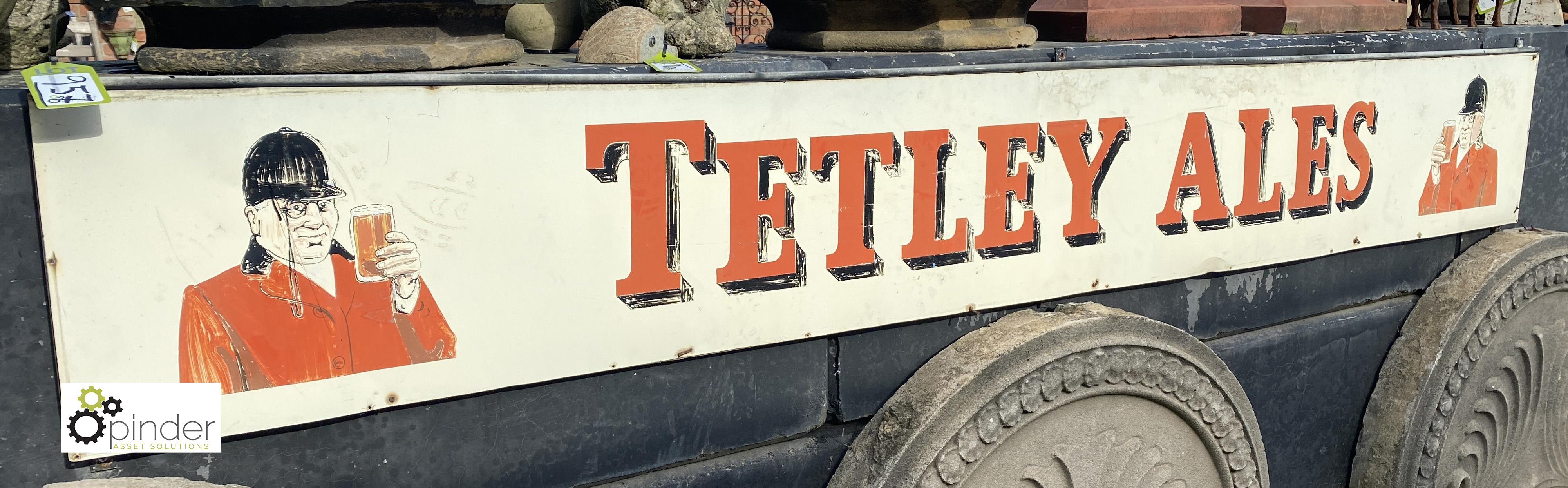 A vintage Tetley Ale Sign, with portrait of Joshua Tetley, 16in high x 120in long - Image 2 of 6