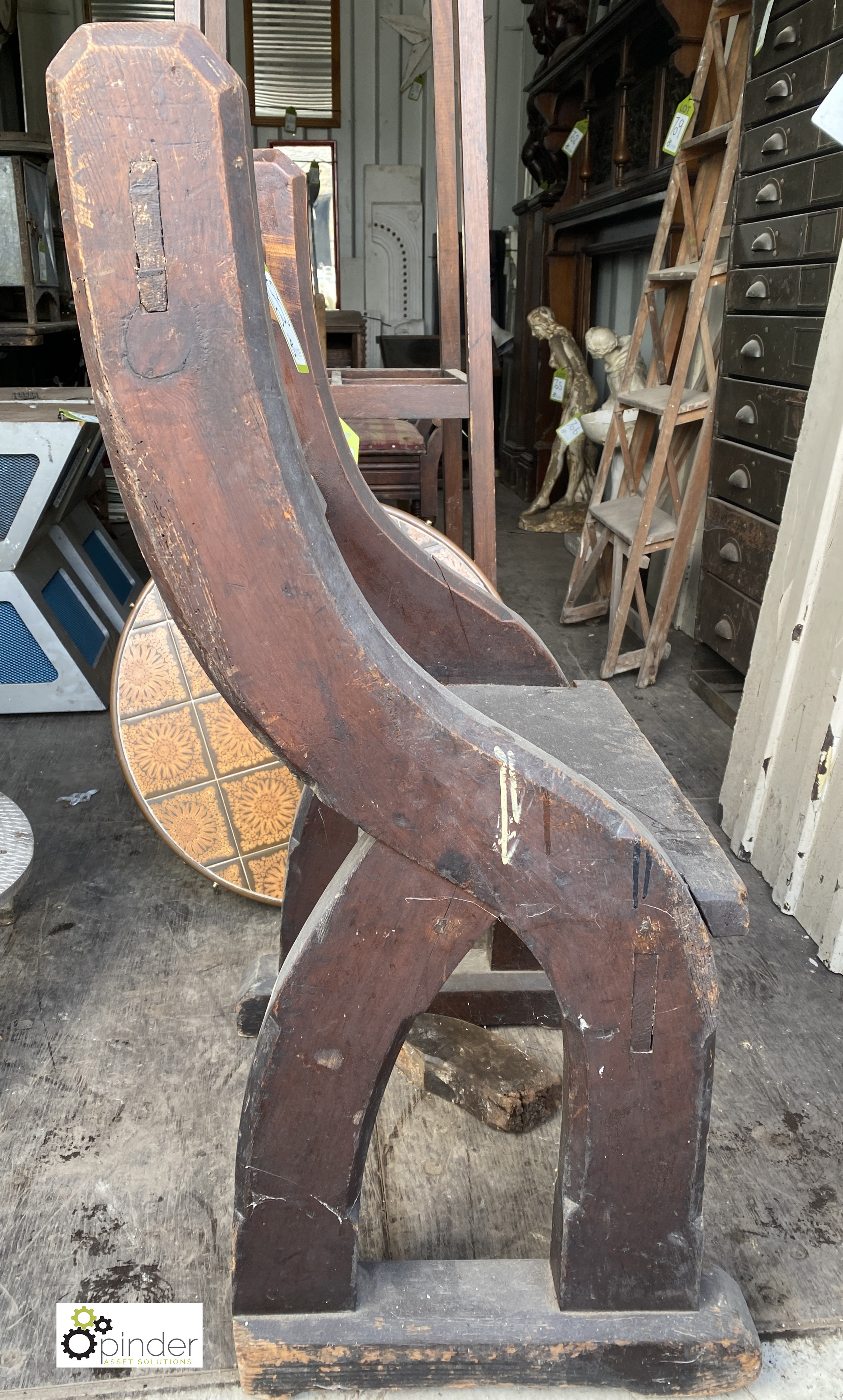 A pitched pine single Gothic Pew, circa 1880s, 36in high x 21in wide - Image 3 of 5