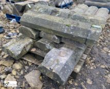 A pallet half hexagonal Victorian Yorkshire Stone Coping, 14in wide, approx. 26 linear feet (Located