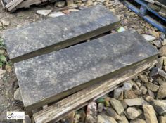 A pair reclaimed Victorian Yorkshire Stone Steps, 4in high x 15in wide x 48in long (Located at