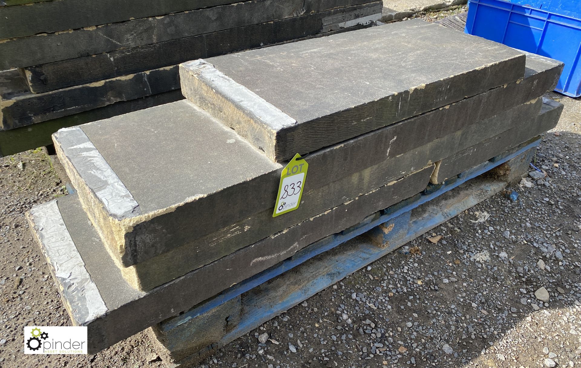 5 lengths Victorian Yorkshire Stone Coping, 3in high x 14in wide x approx. 14ft total length