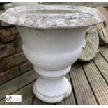 A reconstituted stone Campania Urn, with shabby chic decoration, circa early 1900s, 20in high x 19in