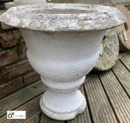 A reconstituted stone Campania Urn, with shabby chic decoration, circa early 1900s, 20in high x 19in