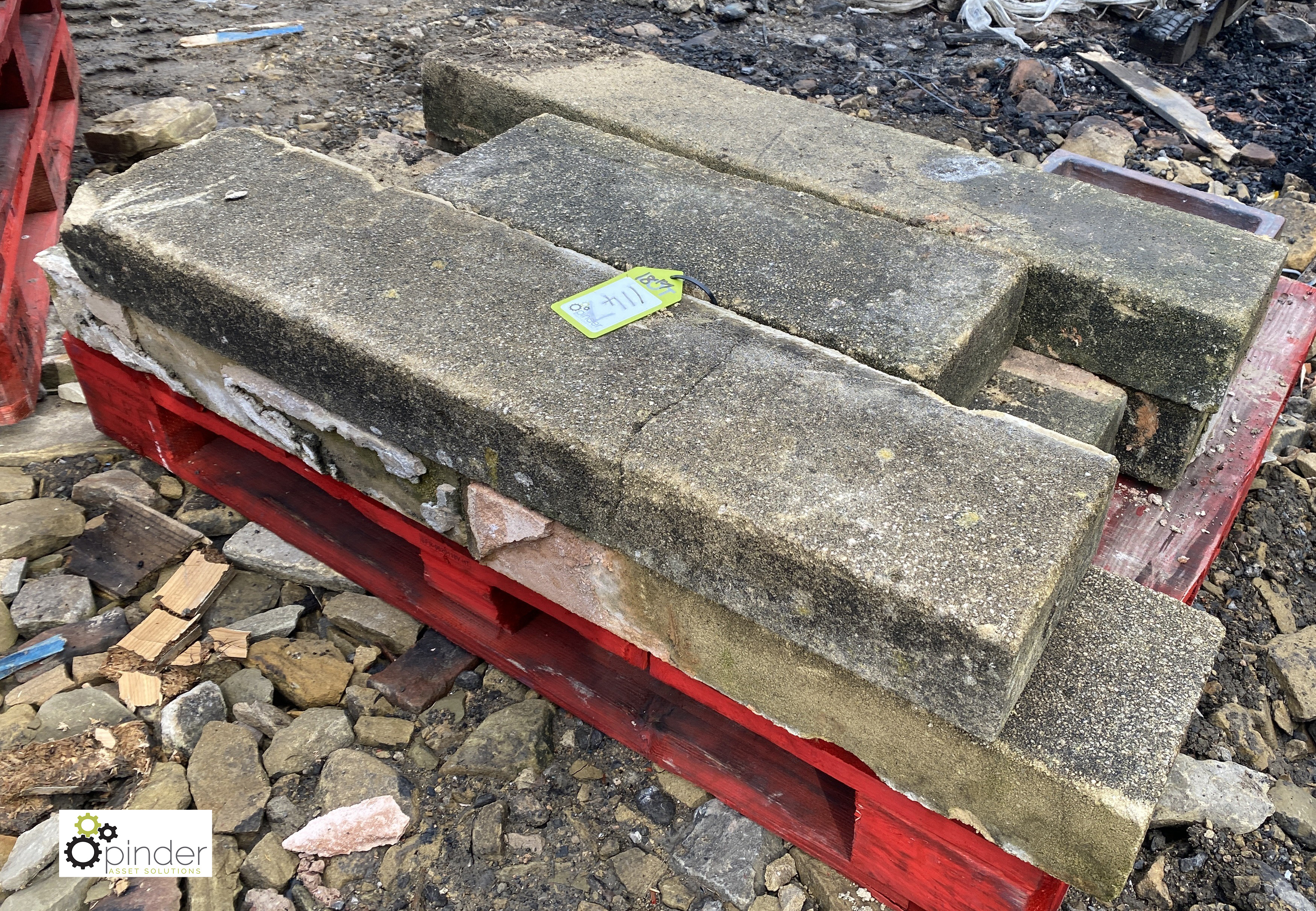 6 pieces reconstituted stone Coping, circa 1950s, 9in wide, approx. 18 linear feet (Located at - Image 3 of 5