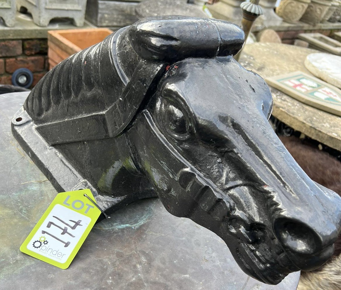 A vintage Wickstead cast iron Rocking Horse Head, 12in high x 22in long (from the famous - Bild 4 aus 8