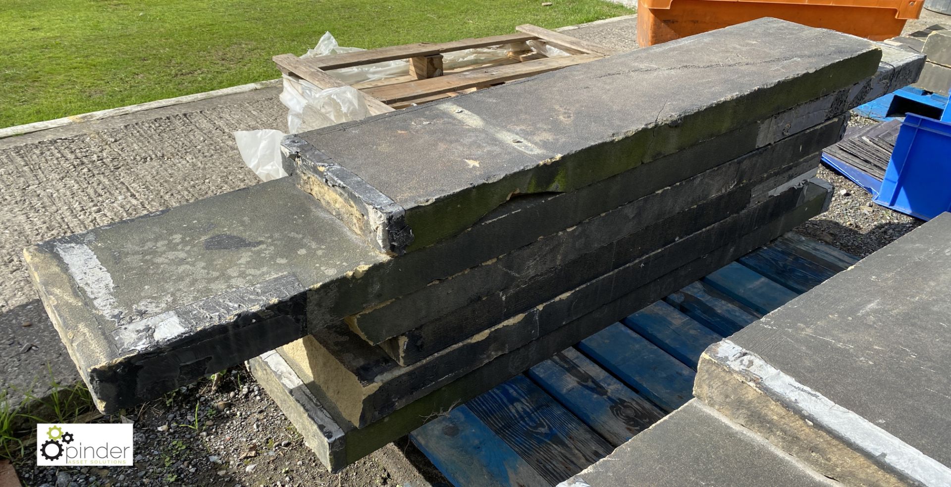 A run Victorian Yorkshire Stone Coping, 3in high x 12in wide x approx. 28.5ft total length - Image 3 of 4