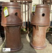 A pair Victorian salt glazed terracotta Chimney Pots, 26in high