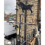 A wrought iron folk art Weather Vane, with shire horse direction pointer, 48in high