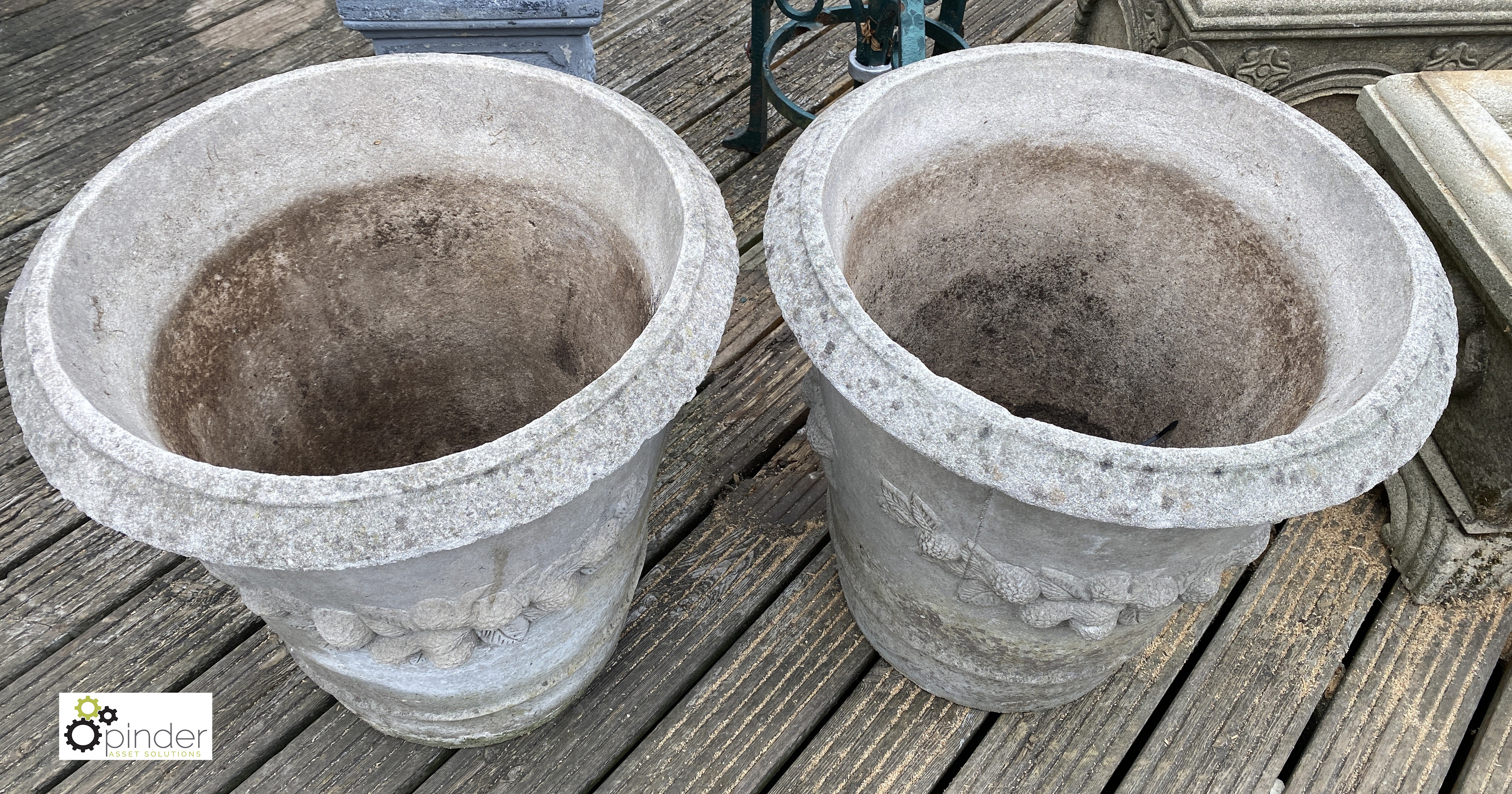 A pair large reconstituted stone Orange/Lemon Tree Pots, with fruit decoration, 22in high x 21in - Image 2 of 8