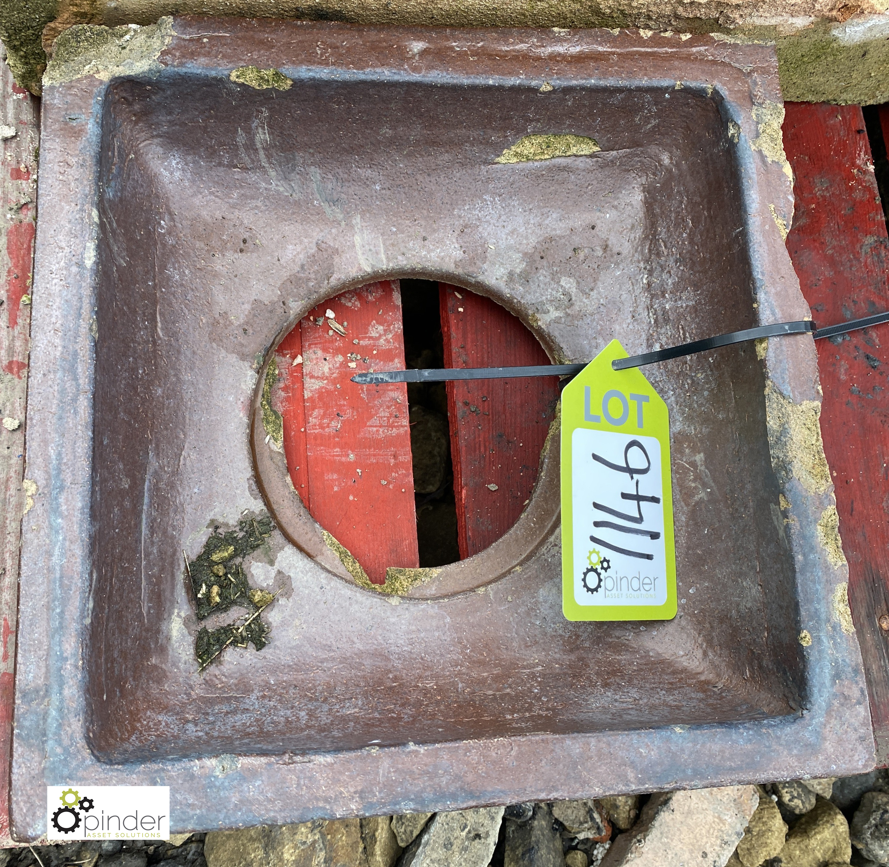 A reclaimed Victorian salt glazed terracotta Drain Gully, 12in x 12in (Located at Deep Lane, - Image 2 of 4