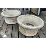 A pair reconstituted willow stone Planters with flower decoration, circa late 1900s, 10in high x