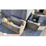 A pair reconstituted stone Troughs, 8in high x 12in wide x 21in long
