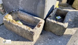 A pair reconstituted stone Troughs, 8in high x 12in wide x 21in long