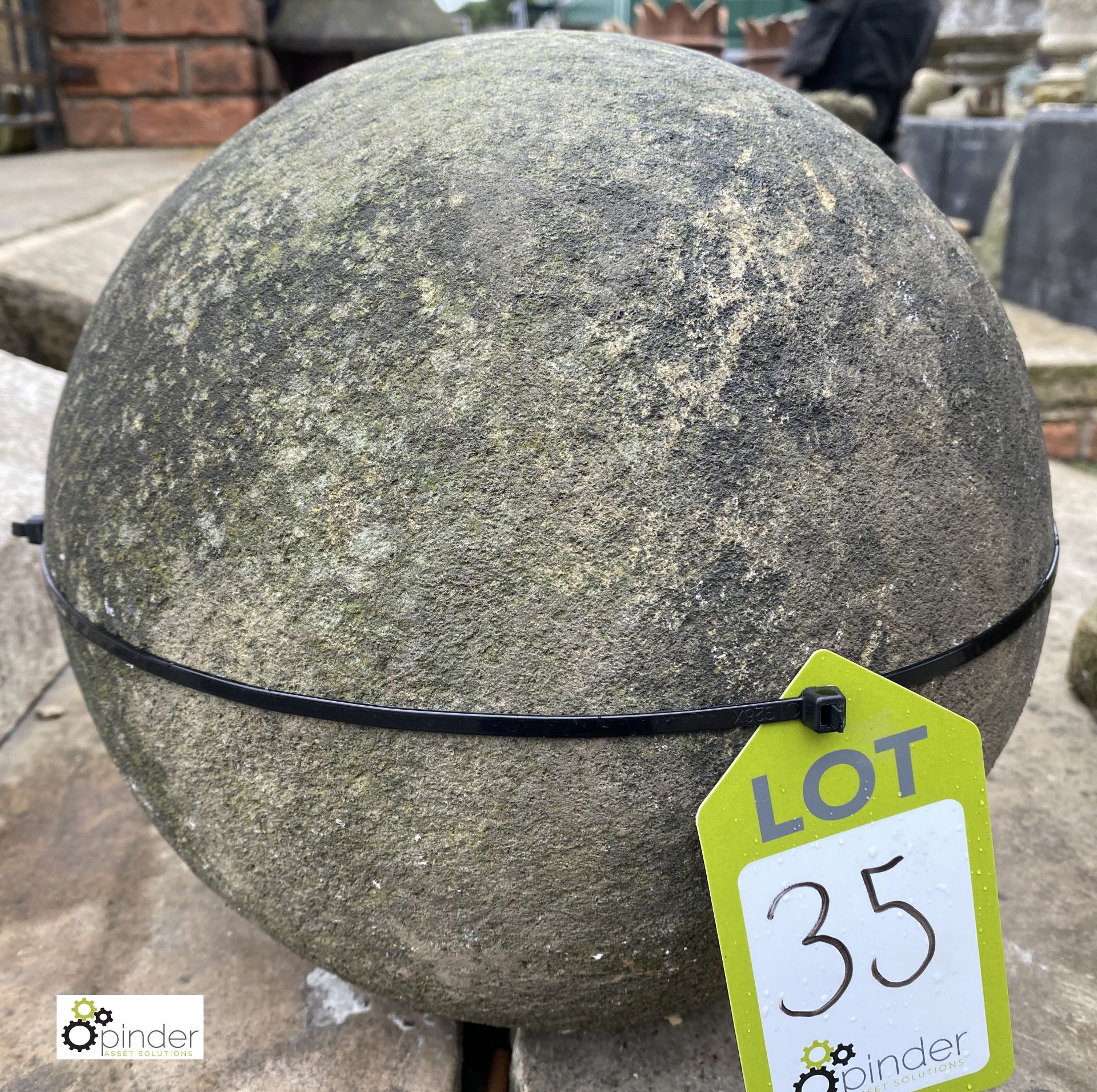 An antique carved original Yorkshire Stone Sphere, circa 1860s, 11in diameter