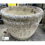 A reconstituted stone Garden Planter, with leaf decoration, circa late 1900s, 10in high x 12in