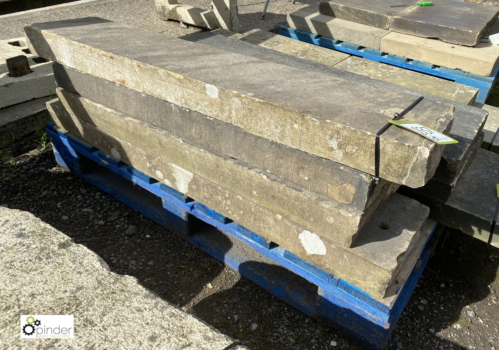 4 lengths original Victorian Yorkshire Stone Coping, 2.5in high x 14in wide x approx. 14ft total