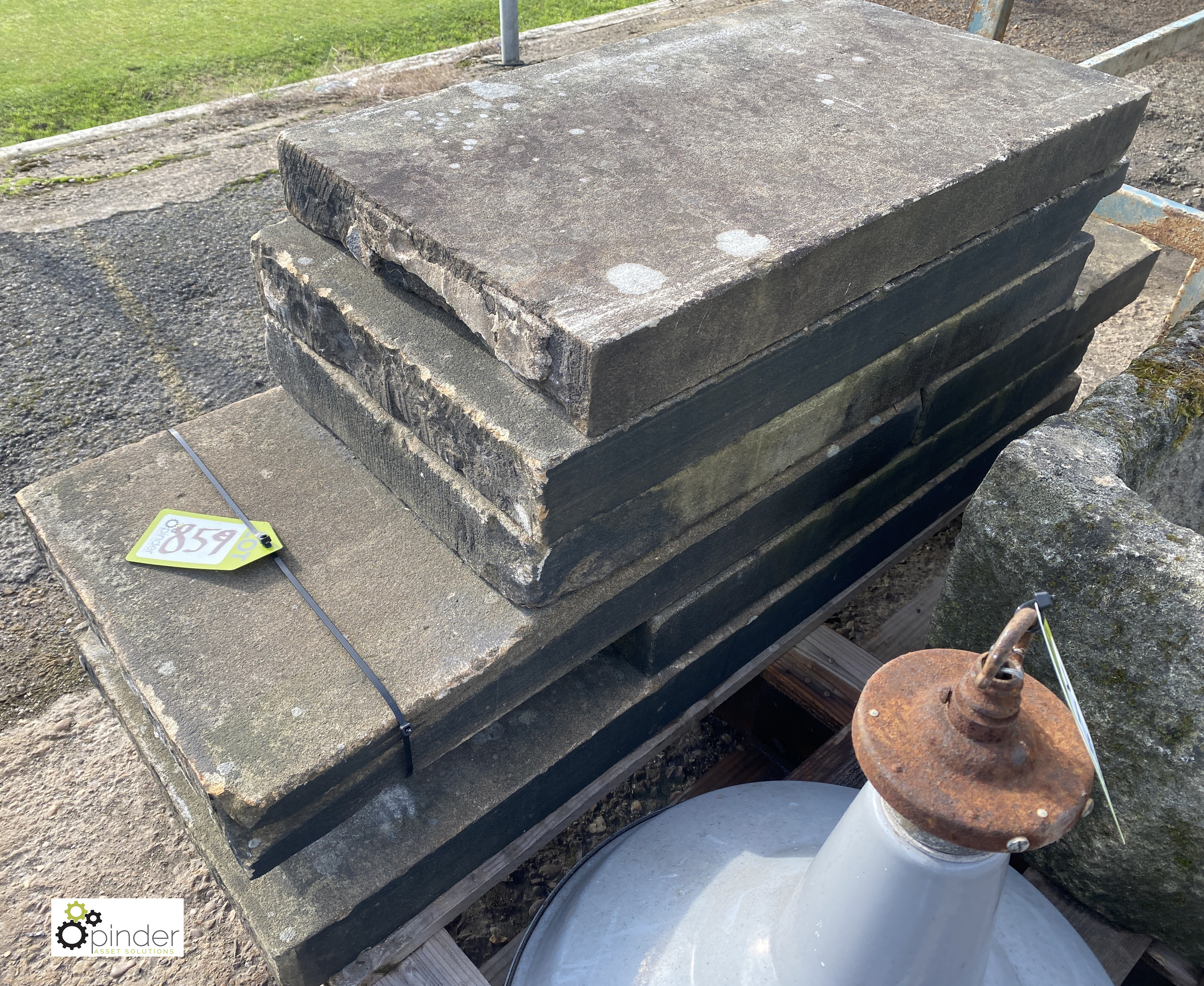 7 pieces Victorian Yorkshire Stone Coping, 3in high x 16in x approx. total length 18ft - Image 2 of 5