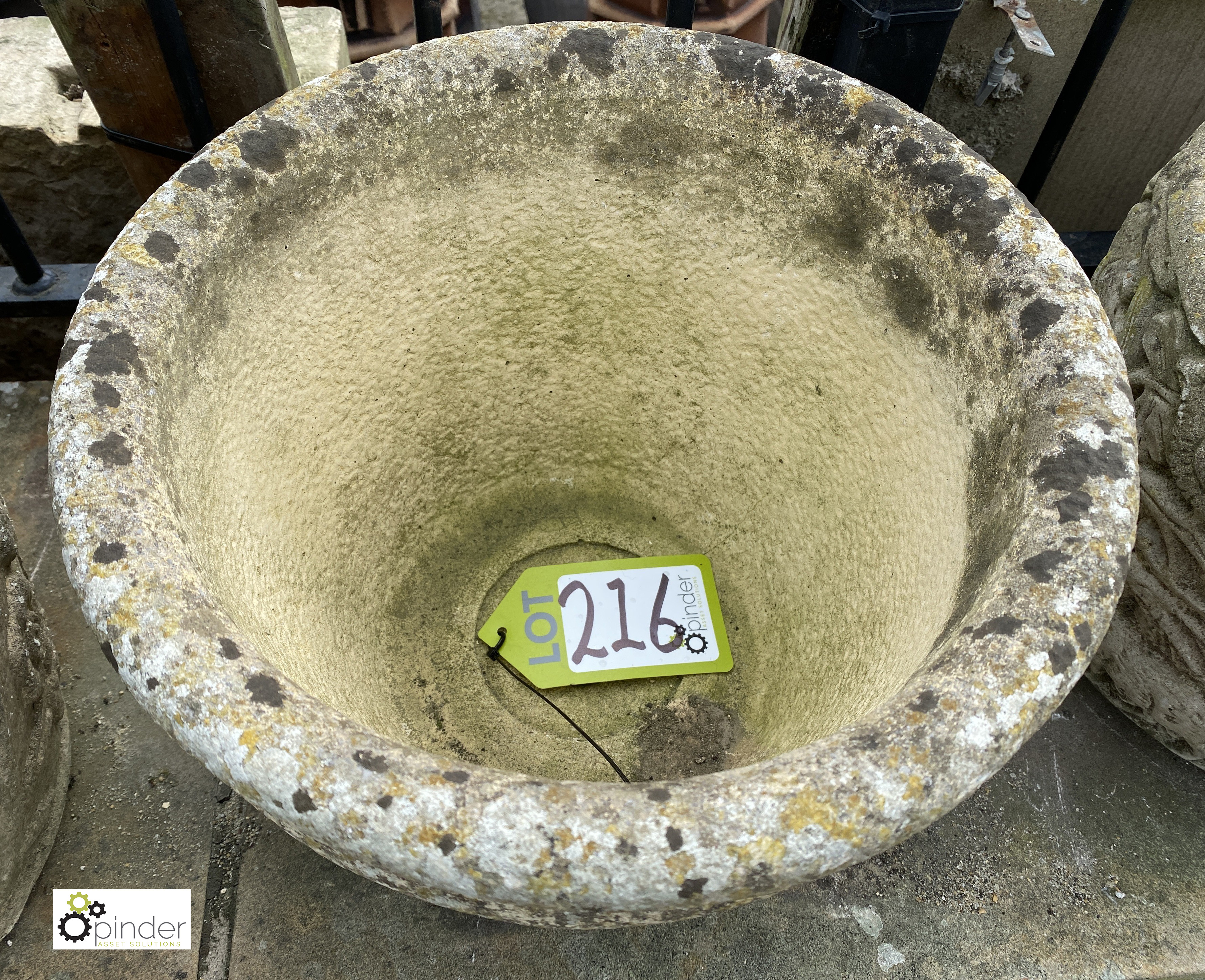 A reconstituted stone Garden Planter, with leaf decoration, circa late 1900s, 10in high x 12in - Image 2 of 3