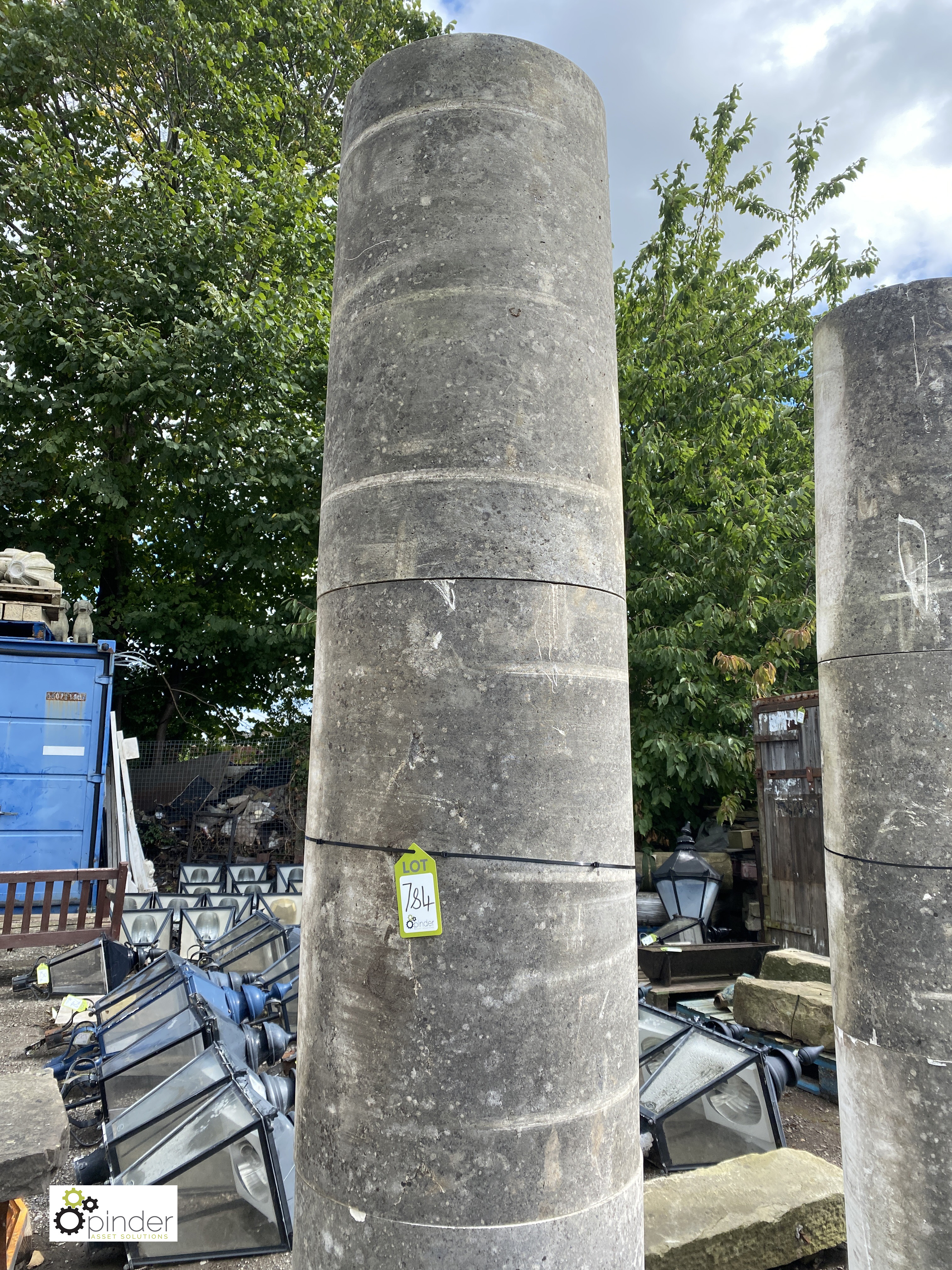 A pair Portland Stone 3-piece Columns, 100in high x 22in diameter (paired with lot 787) - Image 4 of 7