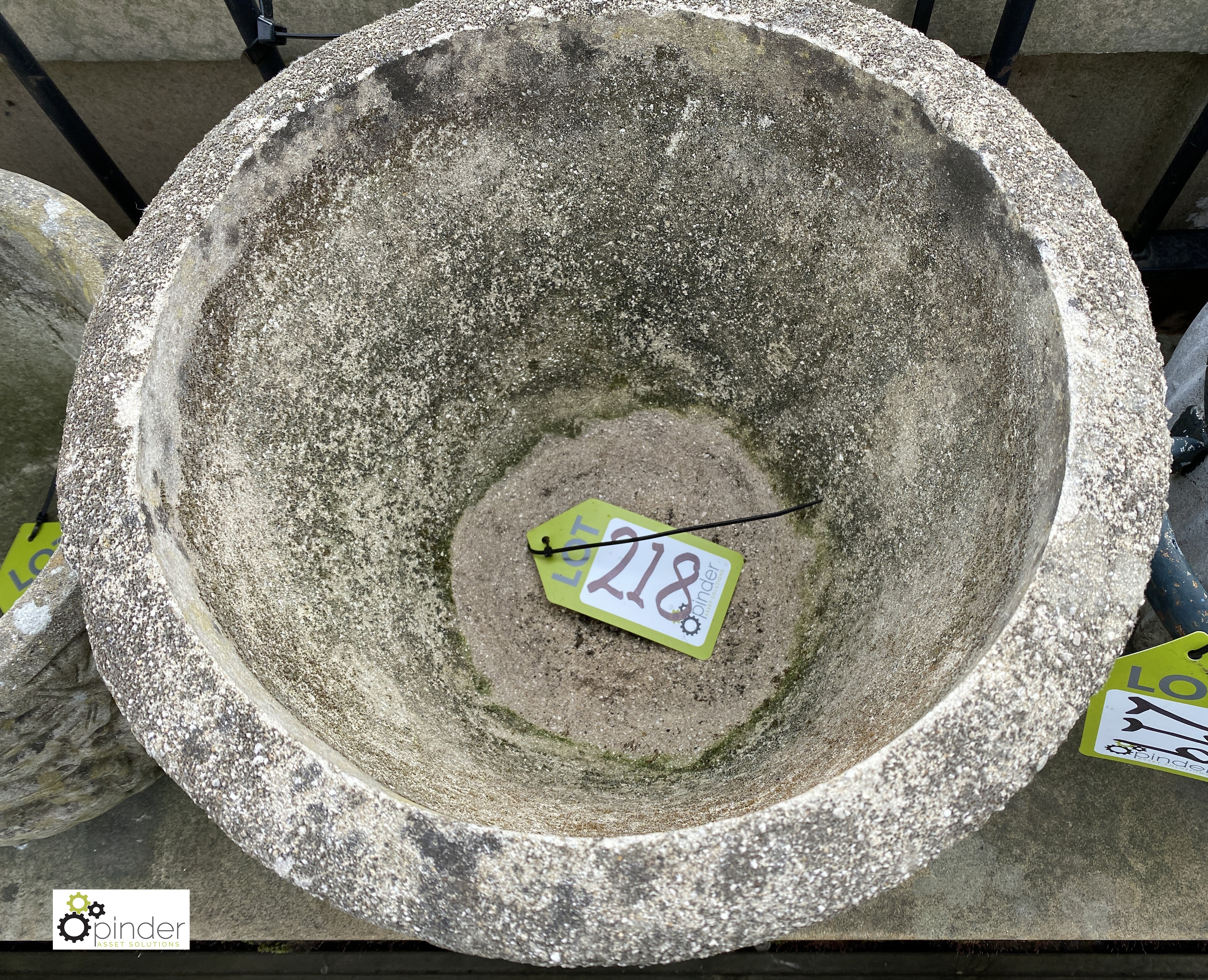 A reconstituted stone Planter, with flower decoration, 12in high x 14in diameter - Image 3 of 4