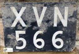 A vintage Number Plate ‘XVN 566’, 9in high x 14in wide