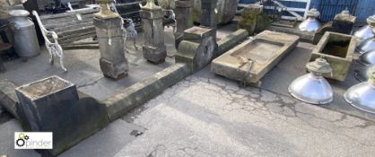 A Georgian Yorkshire Gritstone Terrace Coping, with corner planters, approx. 20ft, planters 24in