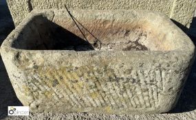 An original Georgian Yorkshire Stone rounded corner Pump Trough, circa 1800s, 10in high x 24in