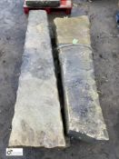 A pair reclaimed Georgian Yorkshire Stone Field Gate Posts, 84in high and 77in high (Located at Deep