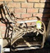 A pair wrought iron Bench Ends, complete with third centre support leg, circa early 1900s, shabby