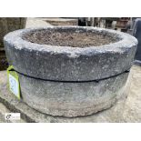 An original antique round Yorkshire Stone Planter, 9in high x 20in diameter