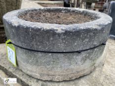 An original antique round Yorkshire Stone Planter, 9in high x 20in diameter