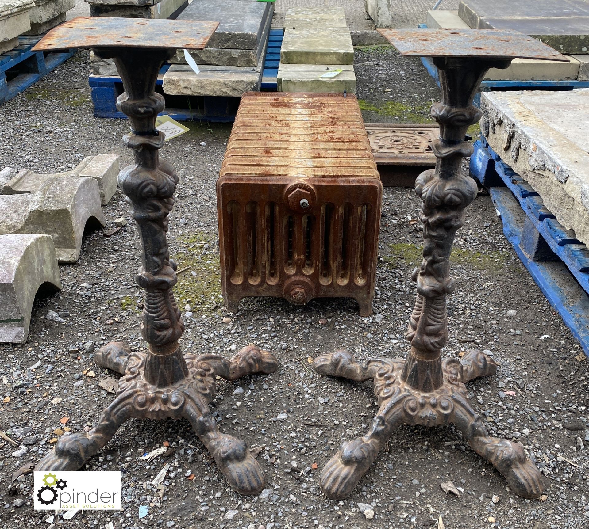 A pair Victorian style cast iron Pub Table Bases, 25in high x 18in x 18in - Image 4 of 5