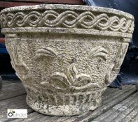 A reconstituted stone Planter, with classical decoration, 10in high x 12in diameter