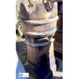 An original Victorian crown top salt glazed terracotta Chimney Pot, 31in high x 12in diameter