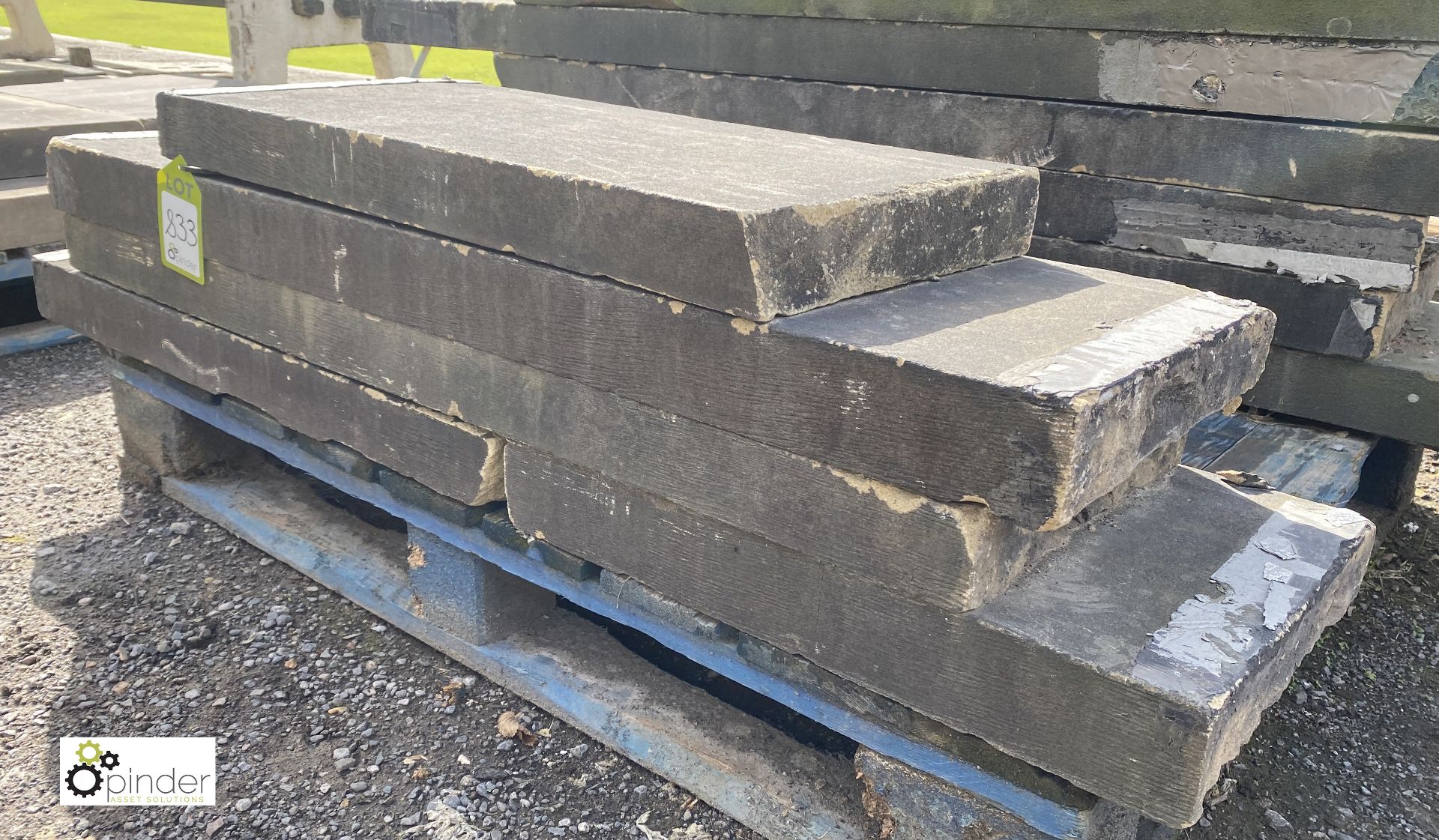 5 lengths Victorian Yorkshire Stone Coping, 3in high x 14in wide x approx. 14ft total length - Image 2 of 4