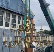 Solid brass Chandelier, circa 1930s, removed from