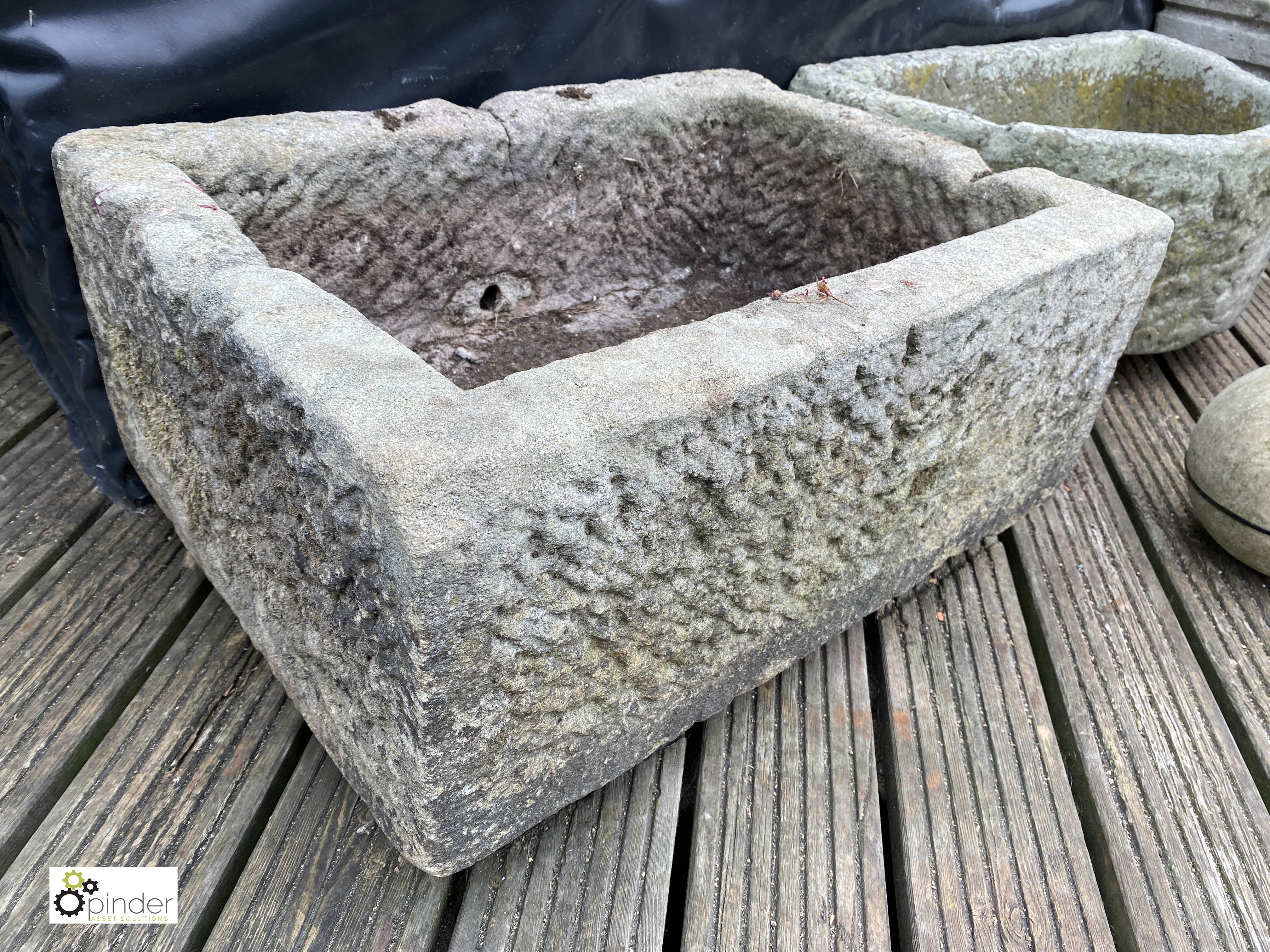 An original hand carved Yorkshire Gritstone Trough, circa 1800, 12in high x 19in wide x 25in deep - Image 3 of 4